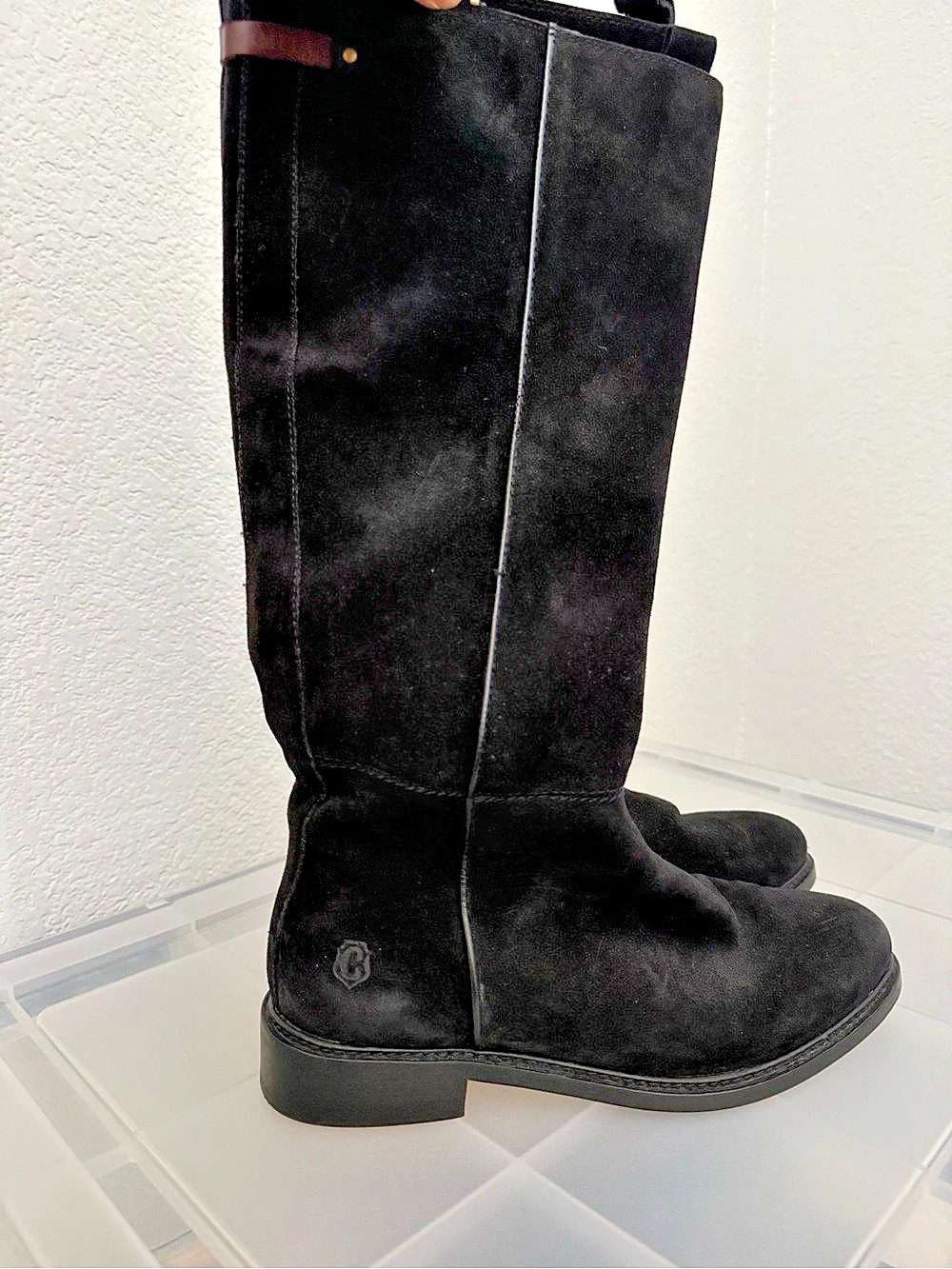 Carmela Black Suede Tall Boots EU 39